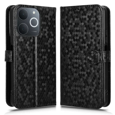 Wallet Case For Realme Narzo 80 Lite 4G  /  C71 4G (India)  /  Note 70T 4G Dot Pattern Imprint PU Leather Phone Cover with Wrist Strap - Black