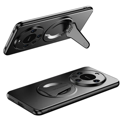 For Huawei Mate 60 Pro / Mate 60 Pro+ Magnetic Case Hidden Kickstand Skin-Feel Matte PC TPU Phone Back Cover - Black