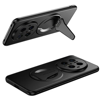 Obudowa do Huawei Mate 70 Pro / Mate 70 Pro+ z funkcją MagSafe, ukrytą podpórką, matową powłoką przypominającą dotyk skóry, tylna osłona z PC i TPU – Czarny