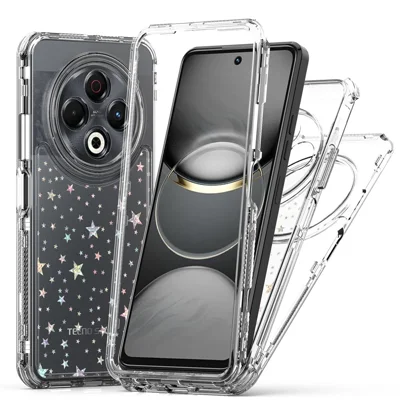 For TECNO Spark 30 4G Case Precise Cutouts Acrylic TPU Clear Phone Cover with Laser-printed Film - Stars