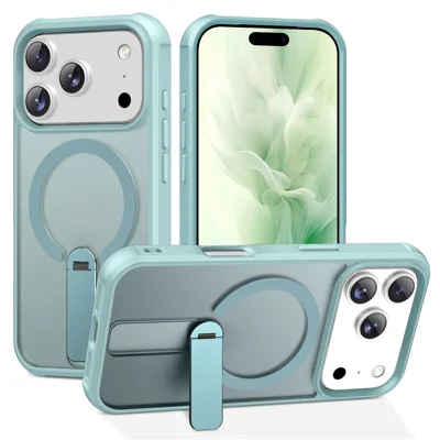 For iPhone 17 Pro Case Compatible with MagSafe Kickstand TPU + PC Drop Protection Phone Cover - Lake Blue