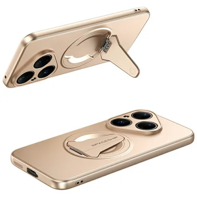 For Huawei Pura 80 Magnetic Case Hidden Kickstand Skin-Feel Matte PC TPU Phone Back Cover - Desert Gold