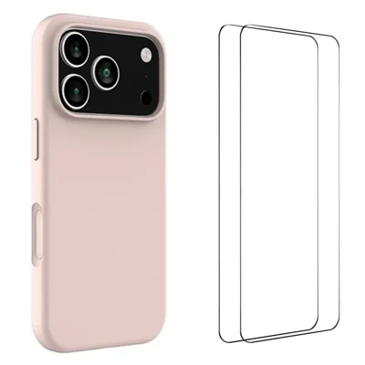WANLONFENG GJ Series For iPhone 17 Pro Case Liquid Silicone TPU Phone Cover Large Cutouts with 2Pcs Screen Film - Pink