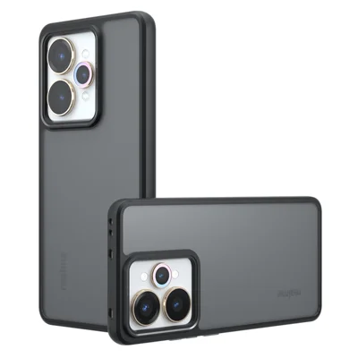 For Realme 15 Pro 5G / 15 5G Case Skin-Touch TPU + PC Matte Phone Back Cover, Transparent Black