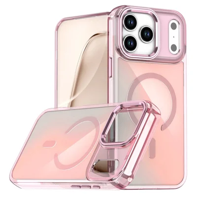 For iPhone 17 Pro Case Compatible with MagSafe Color Changing PC TPU Phone Back Cover - Pink