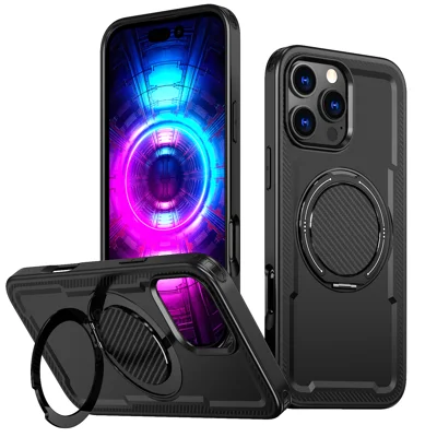 For iPhone 14 Pro Case Compatible with MagSafe TPU + PC Kickstand Phone Cover - Black