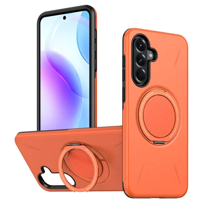 For Samsung Galaxy A55 5G Magnetic Case Rotating Kickstand TPU + PC Phone Cover - Orange