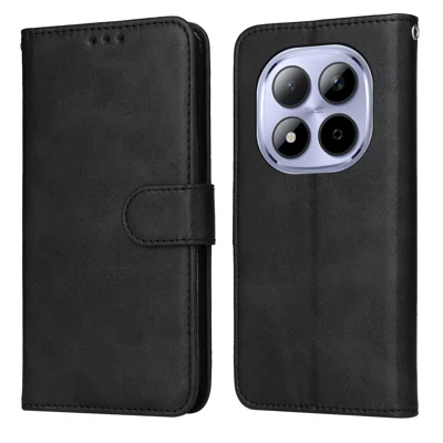 Voor Xiaomi Redmi Note 15 Pro 5G Hoesje Portemonnee PU Leer Folio Flip Hoes - Zwart