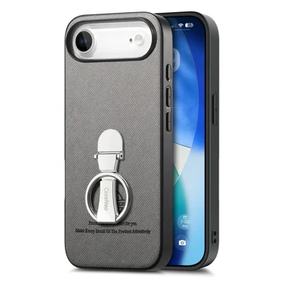 CASENEO For iPhone Air Case Folding Kickstand Twill Texture Leather Back Cover - Grey