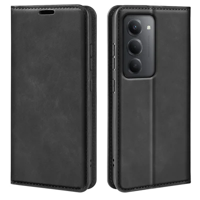 For Xiaomi Redmi 15 5G (EU) (171mm) / Xiaomi Redmi 15 4G (EU) (171mm) Case Skin Touch Leather Wallet Phone Cover -  Black 