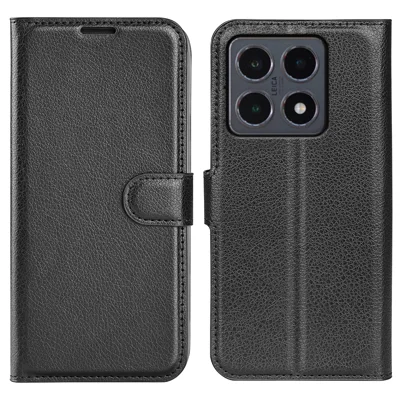 For Xiaomi 15T Case Litchi Texture Shockproof Leather Wallet Phone Cover - Black