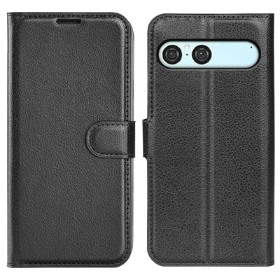 For Sony Xperia 10 VII Case Litchi Texture Shockproof Leather Wallet Phone Cover - Black 