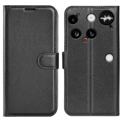 For Nothing Phone (3) 5G Case Litchi Texture Shockproof Leather Wallet Phone Cover - Black