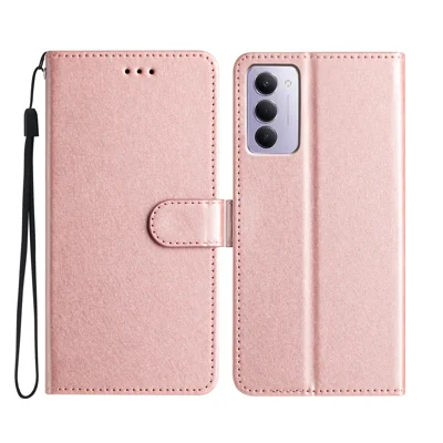 For Xiaomi Redmi 15C 4G (EU) (173mm) / 15C 5G (EU) (173mm) / Poco C85 4G (173mm) Wallet Case Leather Folio Phone Cover Magnetic Clasp - Rose Gold