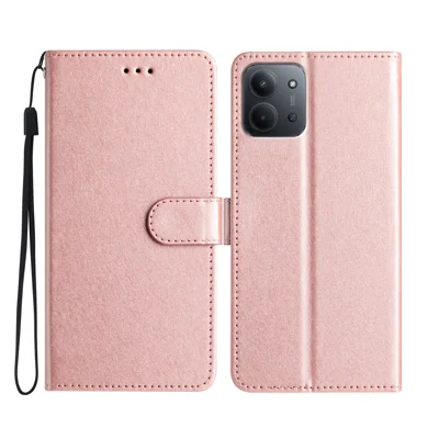 For Xiaomi Redmi 15C 5G (EU) (173mm) Wallet Case Leather Folio Phone Cover Magnetic Clasp - Rose Gold
