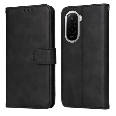 For Xiaomi Poco M7 4G (169mm) Case Wallet PU Leather Folio Flip Phone Cover - Black