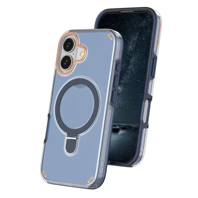For iPhone 17 Magnetic Case with Kickstand TPU + PC Shockproof Phone Cover - Blue