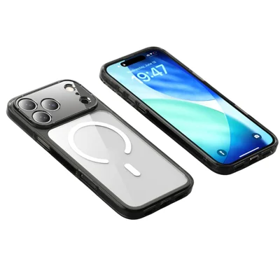 For iPhone 17 Pro Case Compatible with MagSafe Precise Cutouts TPU + PC Clear Phone Back Cover - Transparent Black