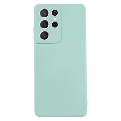 AMORUS For Samsung Galaxy S21 Ultra 5G Case Precise Cutouts TPU Fiber Lining Shockproof Phone Cover - Baby Blue
