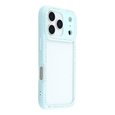 For iPhone 18 Pro / 17 Pro Case Sparkling Rhinestone Decor TPU + PC Clear Phone Back Cover - Blue