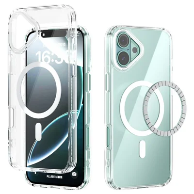 ABEEL For iPhone 16 Plus Case Compatible with MagSafe Anti Scratch Clear TPU PC Phone Back Cover - White