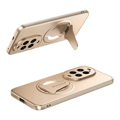 For Huawei nova 14 Ultra 5G Magnetic Case Hidden Kickstand Skin-Feel Matte PC TPU Phone Back Cover - Desert Gold