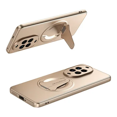 For Huawei nova 14 5G Magnetic Case Hidden Kickstand Skin-Feel Matte PC TPU Phone Back Cover - Desert Gold