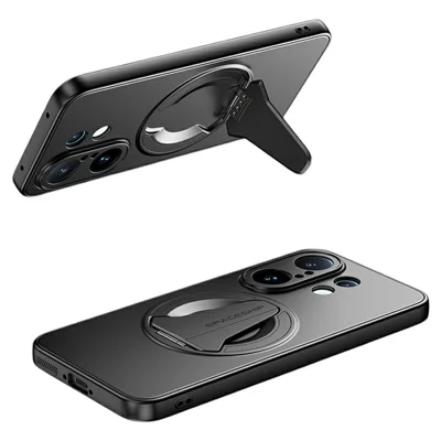 For vivo S30 Pro mini 5G Magnetic Case Hidden Kickstand Skin-Feel Matte PC TPU Phone Back Cover - Black