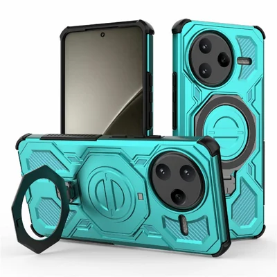 Bulk Purchasing For Xiaomi Poco F7 Ultra 5G  /  Redmi K80 Pro 5G Magnetic Case Rotating Metal Kickstand PC + TPU Phone Back Cover - Baby Blue