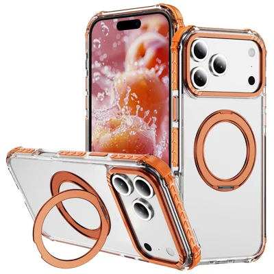 For iPhone 18 Pro Max / 17 Pro Max Case Compatible with MagSafe Airbag Anti Drop TPU + PC Clear Phone Cover - Orange