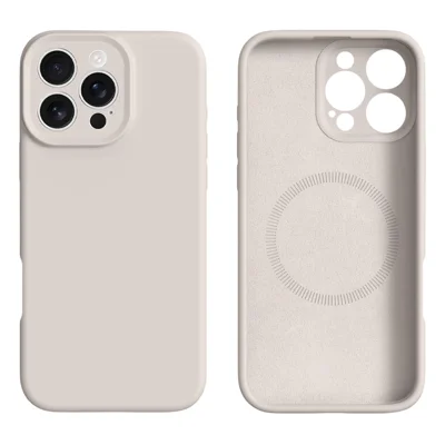 For iPhone 16 Pro Max Case Compatible with MagSafe Precise Cutouts Liquid Silicone Protective Back Cover - Antique White