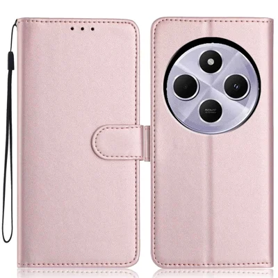 Wallet Case For Xiaomi Redmi 14C 4G / 14R 5G / A3 Pro 4G / A4 5G / Poco C75 4G Leather Stand Phone Cover with Strap / Multiple Card Slots - Rose Gold