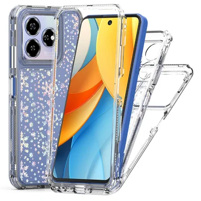 For ZTE Axon 60 Lite Case Precise Cutouts Acrylic TPU Clear Phone Cover with Laser-printed Film - Snowflakes