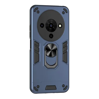 For ZTE Blade A76 5G Case PC + TPU Drop Defend Phone Cover with Ring Kickstand - Blue