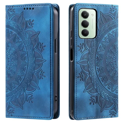 For Xiaomi Redmi 15 5G (EU) (171mm)  /  4G (EU) (171mm) Case Magnetic Closing Leather Phone Cover Pattern Imprinted - Blue