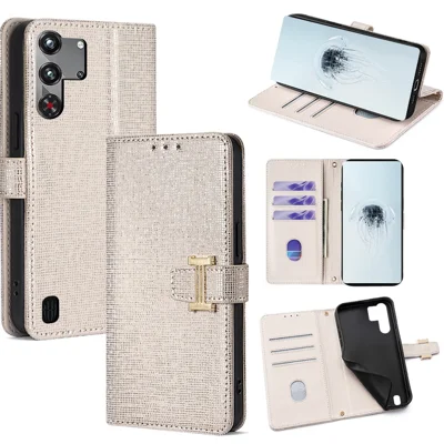 For ZTE nubia RedMagic 10 Pro 5G Case Metal I-Buckle PU Leather Wallet Phone Cover - White