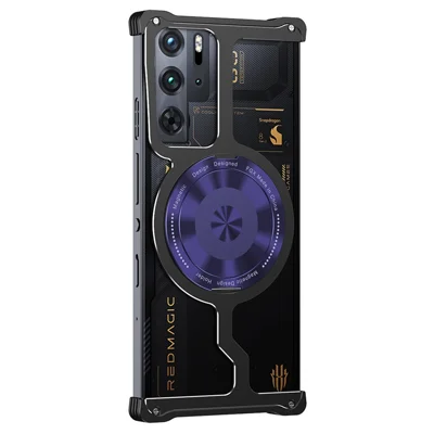 Metal Case for ZTE nubia Red Magic 10 Pro 5G / 10 Prо+ 5G / 10S Pro 5G / 10S Pro+ 5G / 9 Pro 5G / 9 Pro+ 5G / 9S Pro 5G / 9S Pro+ 5G Kickstand Cover - Black / Purple