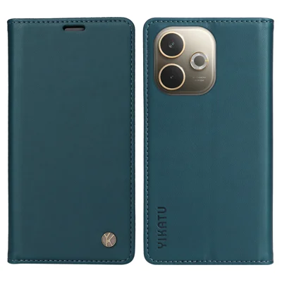 Futerał na telefon Oppo A5 Energy 5G (Chiny) / Oppo A5 Pro 4G (Global) YIKATU z magnetycznym zamkiem, skórzany pokrowiec PU - Zielony