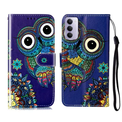 For Xiaomi Redmi 15 5G (EU) (171mm) / Xiaomi Redmi 15 4G (EU) (171mm) Case Pattern Leather Wallet Phone Cover with Strap - Blue Owl