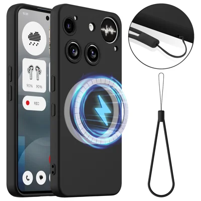 For Nothing Phone (3) 5G Magnetic Case Anti-Drop Liquid Silicone Phone Cover - Black