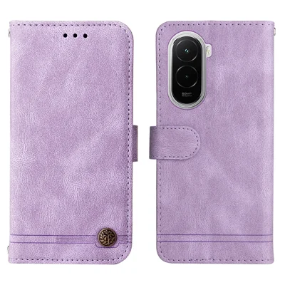 For Xiaomi Poco M7 4G (169mm) Leather Wallet Cases Skin Touch Phone Cover Stand with Strap - Purple