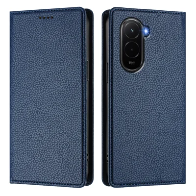 For Xiaomi Poco M7 Plus 5G / M7 4G (169mm) Wallet Case RFID Blocking Litchi Texture Leather Mobile Cover - Dark Blue