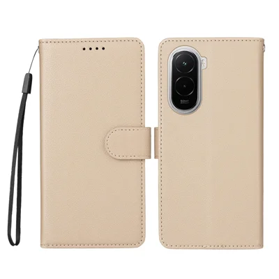 For Xiaomi Poco M7 4G (169mm) Case RFID Blocking 3 Card Slots PU Leather Phone Cover with Wrist Strap - Creamy White