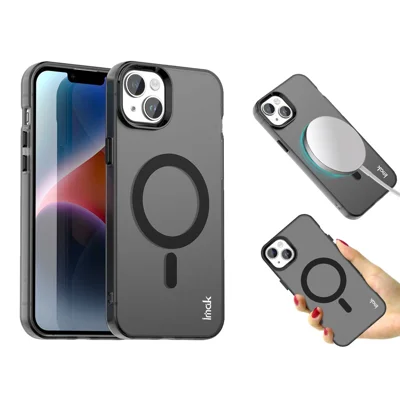 IMAK For iPhone 14 Plus Case Compatible with MagSafe Candy Color Anti Drop TPU + PET Back Cover - Black
