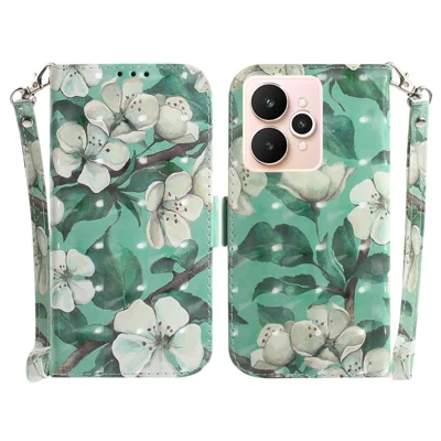 For Realme 15 Pro 5G  /  15 5G Case Pattern Printing Leather Wallet Phone Cover with Wrist Strap - Watercolor Flowers