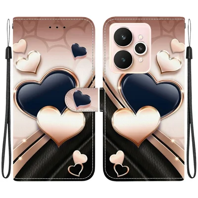For Realme 15 Pro 5G  /  15 5G Leather Case Stand Wallet Pattern Printing Phone Cover with Wrist Strap - Love
