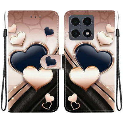 For Xiaomi 15T Leather Case Stand Wallet Pattern Printing Phone Cover with Wrist Strap - Love