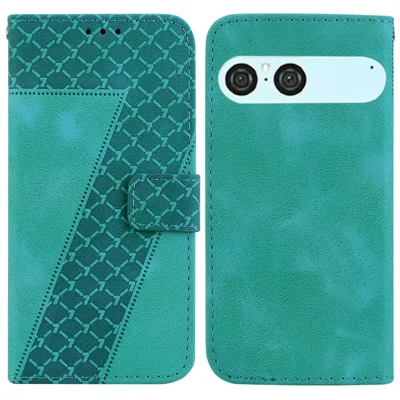 For Sony Xperia 10 VII Stand Case 7-Shaped Pattern Imprint Leather Phone Cover with Strap - Green