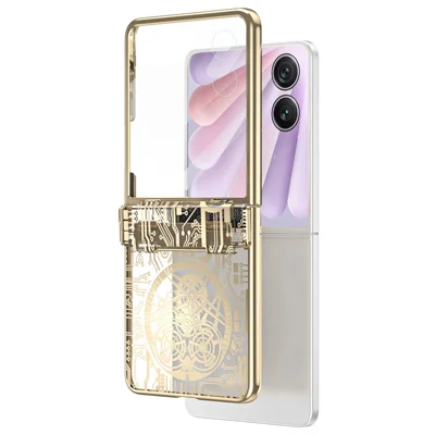 Til Honor Magic V Flip 2 Case Mechanical Legend Elektropladeret PC-telefonbeskyttelse med bagside-skærmfilm - Guld
