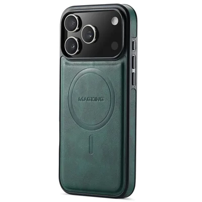 MAGKING K1 Series For iPhone 18 Pro / 17 Pro Magnetic Case PC + TPU + PU Leather Phone Cover - Green